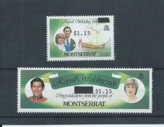 Montserrat Stamps 1983 Incorrect Surcharges On Royal Wedding Pair Mnh.  (g454)