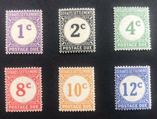 Straits Settlements Malaya Malaysia.  1924 - 26 Postage Due Set Mnh Or Mh (12c Only)