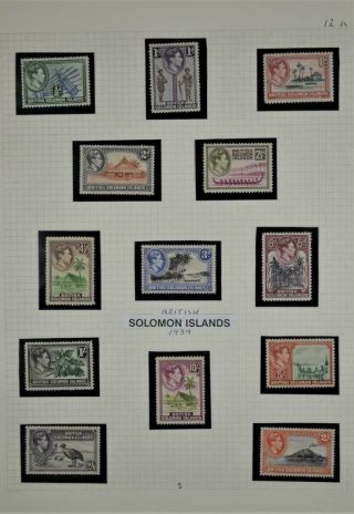 British Solomon Islands Stamps 1939 Set Of 13 To 10/ - H/m (y139)