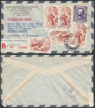 Republic Of El Salvador 1960 - Registered Airmail Cover - Coffee (8g - 34849) Mv - 5708