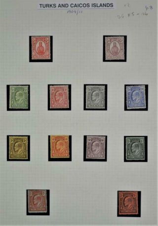 Turks & Caicos Islands Stamps 1909 - 11 Set 12 To 3/ - Sg 115 - Sg 126 H/m (y115)