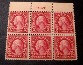 Us Plate Blocks Stamp Scott 554 Washington Blk Of 6 Mh 1923 C396