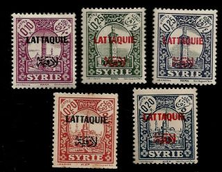 1931 Latakia Lattaquie Overprints On French Syria Aleppo Mosque Stamps