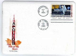 1969 Apollo 11 Moon Landing Usa Souvenir 3 - D Postcard,  20 July/9 Sept Pmks.