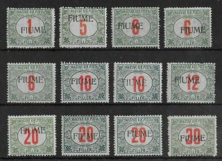 Fiume Italy 1918 - 1919 Lh/mh Segnatasse Set Of 12 Diff Types Very High Cv