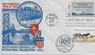 1945 928 Un Conference United Nations 40th Anniversary Staehle Cachet