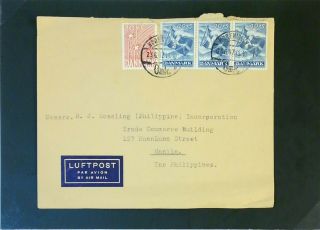 Denmark 1947 Airmail Cover To The Philippines (bottom Crease) - Z3147