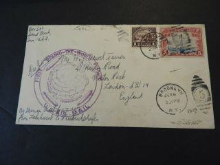 Zeppelin First Round The World Flight Us To London Miss Stamp 1929 Cover Lot 11