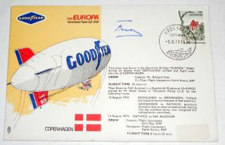 Stamps - Denmark - Airship " Europa " Flight Over Copenhagen 1974 (signed).