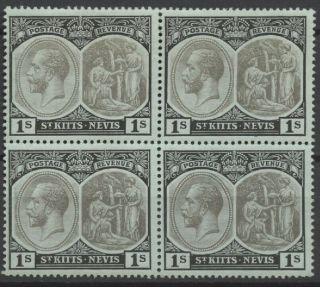No: 68270 - St Kitts & Nevis - 1 Shilling - An Old Block Of 4 - Mnh