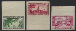 Laos 1951 / 1953 Sc 1,  9 & 24 Mnh Margin Trial Color Plate Proofs