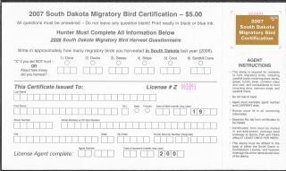 2007 South Dakota State Duck Migratory Waterfowl Stamp Mnhog