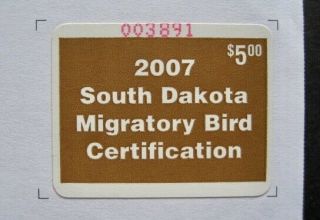2007 South Dakota State Duck Migratory Waterfowl Stamp MNHOG 2