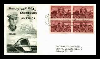 Dr Jim Stamps Us Railroad Engineers First Day Cover Scott 993 Block Fleetwood