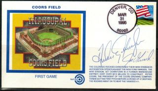 Coors Field - First Baseball Game Cover,  Signed,  1995th Silk Cachet