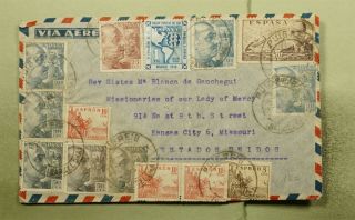 Dr Who 1942 Spain Puigreig Airmail To Usa Pair E47551