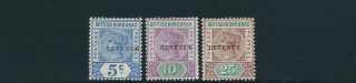 British Honduras 1899 Qv Revenue Overprints (scott 48 - 50) Vf Mh