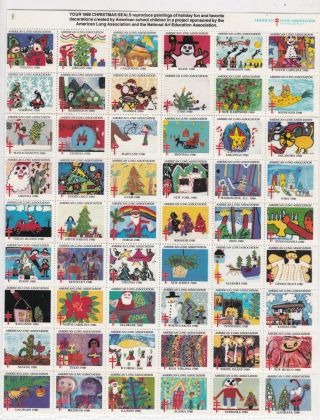 United States 1980 Christmas Scenes Tb Charity Seals Stamps Sheet Ref R 18153