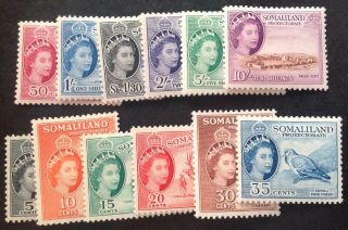 Somaliland Protectorate 1953 Full Set Of 12 Stamps Hinged