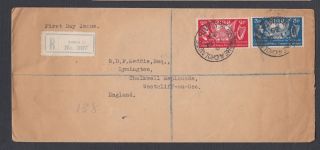 Ireland 1939 Registered Usa First Day Cover Fdc Dublin To England