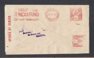 India 1942 Censored Slogan Meter Mail Cover Calcutta To Sydney Australia