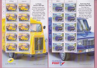 Channel Islands,  Guernsey,  Post Office Vehicles,  2013,  6 Full Sheets