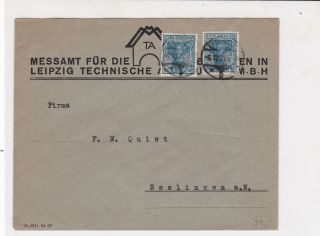 Germany 1920s House Technical Slogan Leipzig Double Stamps Cover Ref R 19331