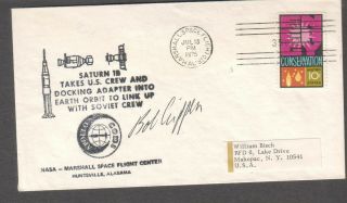 1975 Apollo Soyuz Marshall Space Cover Signed By Astronaut Robert Bob Crippen
