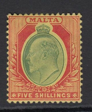 Malta 1911 Edward Vii 5/ - Green & Red/yellow Sg.  63 (hinged)