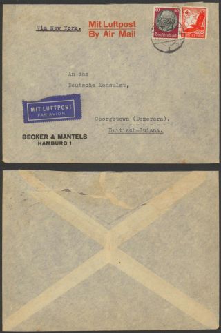 Germany 1939 - Air Mail Cover To British Guiana 34828/12