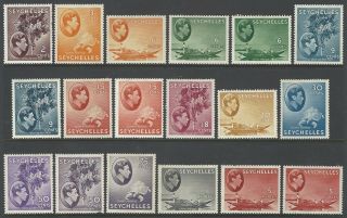 Seychelles 1938 Part Set W/ Both Types Of 5r Top Value Sg 135 - 149 Cv£350,