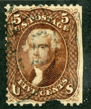 Usa 1861 Jefferson 5¢ Red Brown Scott 75 Vfu O159 ⭐⭐⭐⭐⭐⭐