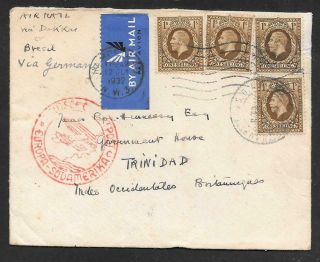 G.  B.  - 1939 Airmail Cover To Trinidad Via Dakkar - Luftpost Europa - Sudamerika