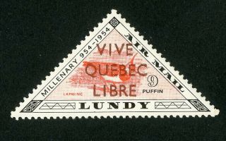 Lundy Island Stamps Scarce Never Issued 9 Puffin Overprint " Vive Quebec Libre