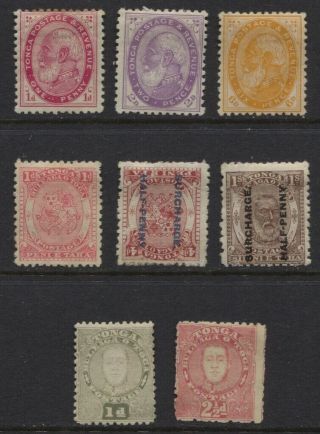 Tonga 1886 - 1895 Mh Selection Sc 1 - 2,  4,  10,  21 - 22,  29 - 30 Cv $165