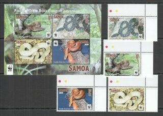 A500 2015 Samoa Wwf Fauna Reptiles Snakes Pacific Tree Boa 1kb,  1set Mnh