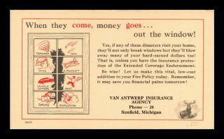 Dr Jim Stamps Us Insurance Advertising Postal Card Sunfield Michigan