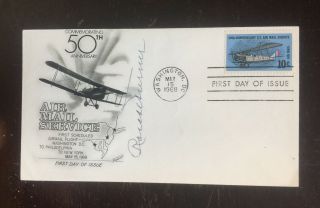 First Day Cover - Signed By Pilot Roscoe Turner 3 Time Thompson Trophy Winner