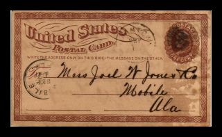 Dr Jim Stamps Us Alabama Postal Card Unique Cancel 1874 Postal History