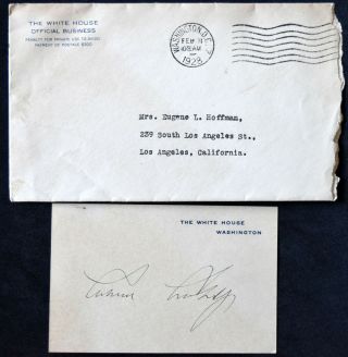 1928 Washington D.  C.  The White House Cover With Hand Signed Card
