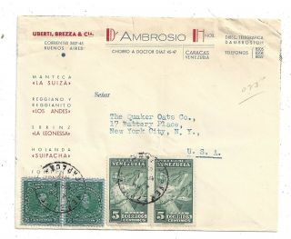 Venezuela 1938 Advertising Cover To Us,  Stamps