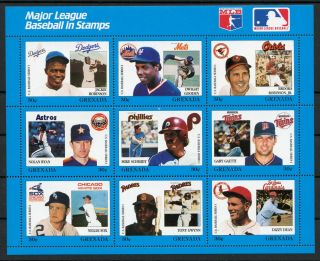 5 Different Major League Baseball In Stamps Sheets Of 9 - Grenada Mlb Series 1