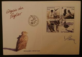 Sweden - Fdc Birds With Real Signature - Slania