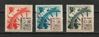 Mexico Stamp 764 - 766,  Man At Helm,  1940,  Full Set,  &,  Cv $123
