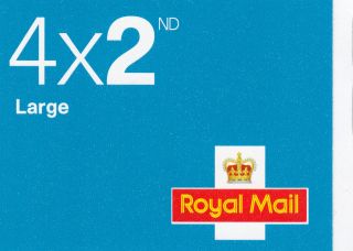 Gb 2016 4 X 2nd Large Royal Mail Security Backing Paper Booklet M16l Ra3