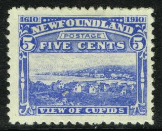 Sg 99 Newfoundland 1910 - 5c Bright Blue - Mounted