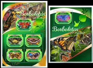 Guinea Bissau 2016 Fauna Butterflies Insects Klb,  S/s Mnh