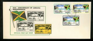 Postal History Jamaica Fdc 777 - 779 Independence 30th Anniversary Flag 1992
