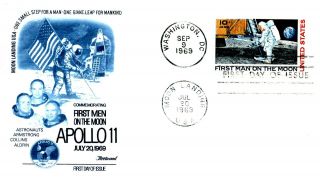 First Moon Landing 10c Airmail Stamp Fdc Fleetwood Cachet Sc C76 - Double Cancel