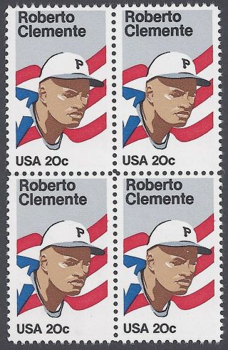 U.  S.  2097 1984 20c Roberto Clemente Commemorative Issue Block Of 4 - Nh